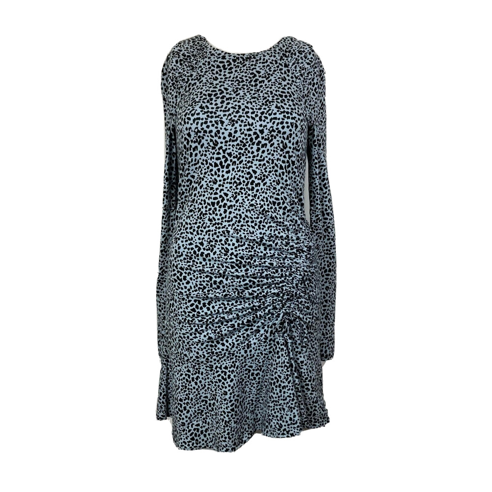 Parker Dress Womens XS Blue Black‎ Leopard Print Knit Cotton Stretch Ruched